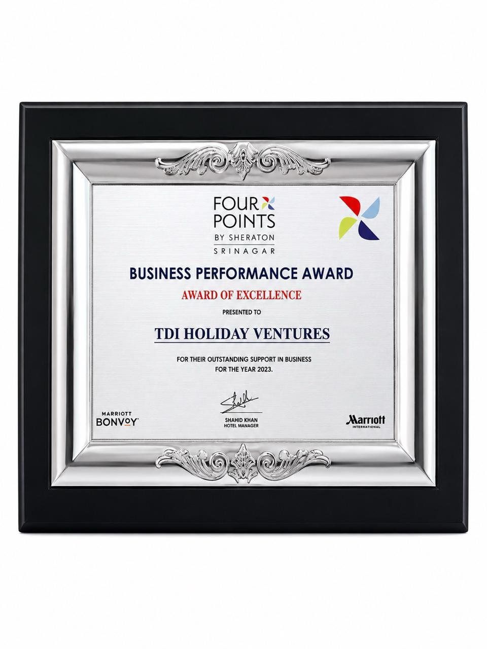 Award certificate 2 - TDI Holiday Ventures