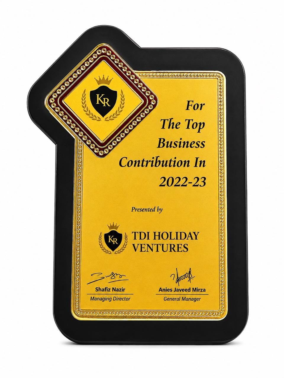 Award certificate 4 - TDI Holiday Ventures